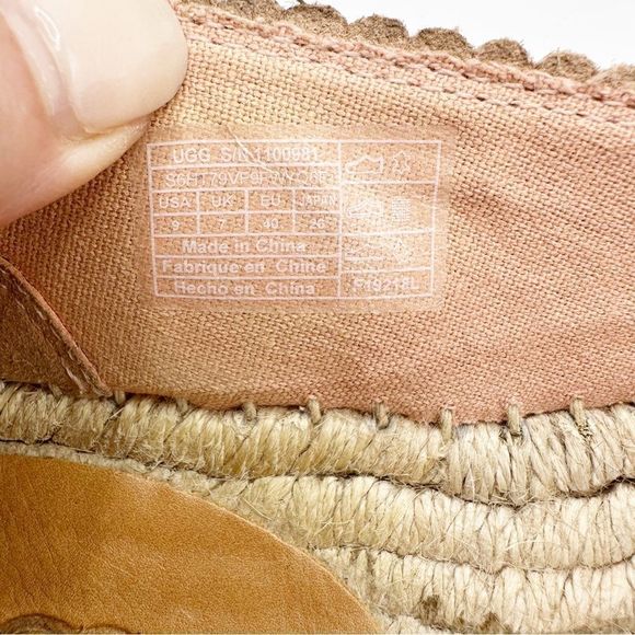UGG Heidi Perforated Slip-On Espadrille Flat In Suntan Suede Pink Women’s Sz 9 - Picture 11 of 14